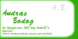 andras bodog business card